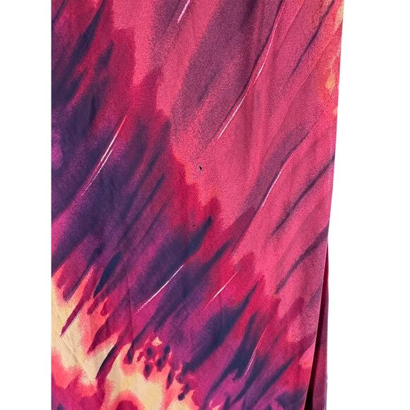 Vintage Tessuto Tie Dye Maxi Dress Red Orange Rayon Boho 90s Style Made in USA S - Picture 8 of 8